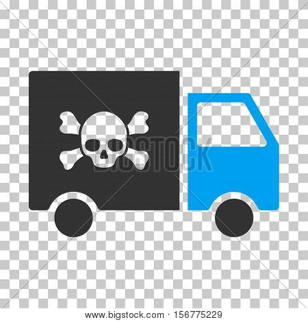 Toxic Transportation Car EPS vector icon. Illustration style is flat iconic bicolor blue and gray symbol on chess transparent background.