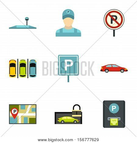 Valet parking icons set. Flat illustration of 9 valet parking vector icons for web