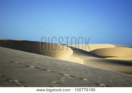 Brazilian beach dunes with so many footprints