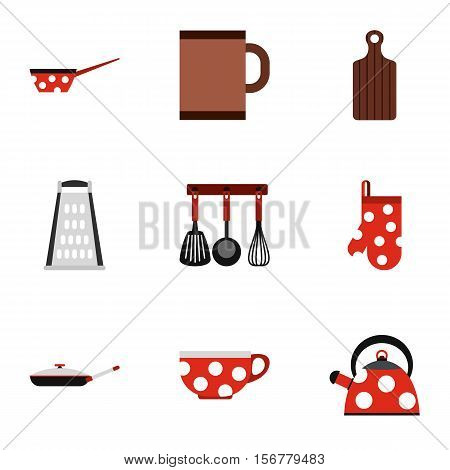 Dining items icons set. Flat illustration of 9 dining items vector icons for web