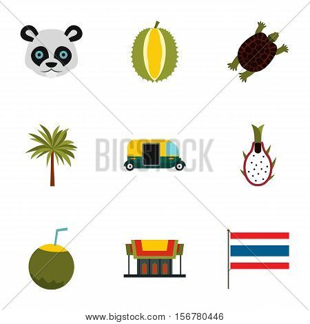 Country Thailand icons set. Flat illustration of 9 country Thailand vector icons for web