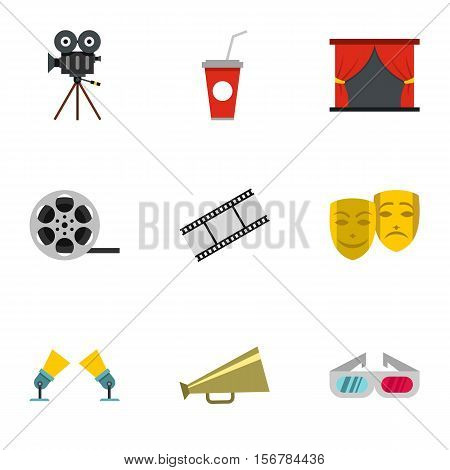 Cinematography icons set. Flat illustration of 9 cinematography vector icons for web