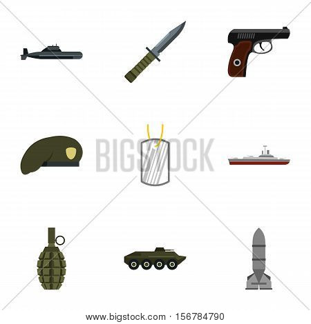 Military defense icons set. Flat illustration of 9 military defense vector icons for web