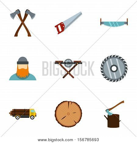Sawing icons set. Flat illustration of 9 sawing vector icons for web