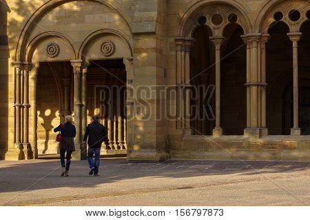 MAULBRONN, GERMANY - MAI 17, 2015: a gotic style houses at the monastery courtyard in Maulbronn. Cistercian Monastery Maulbronn is part of the UNESCO World Heritage Site.