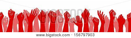 World AIDS Day, 1st December, vector template. Red ribbon, hand drawn design element with seamless side border. Isolated on white