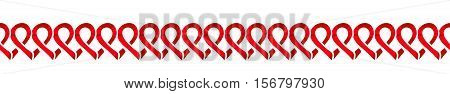 World AIDS Day, 1st December, vector template. Red ribbon, hand drawn design element with seamless side border. Isolated on white