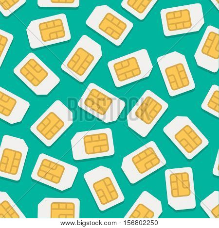 Vector seamless background with simcard in flat style