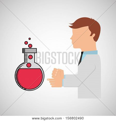 scientist worker research bulb test tube laboratory vector illustration eps 10