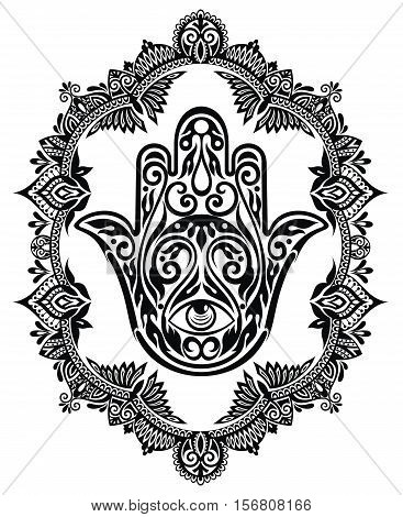 Hamsa hand . Hasma decorative illustration. Hand tattoo
