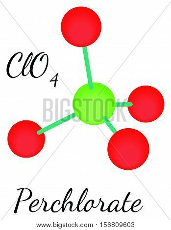 ClO4 Perchlorate molecule isolated on white in vector
