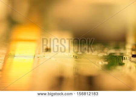 selective focus of close up the computer electronic circuit board