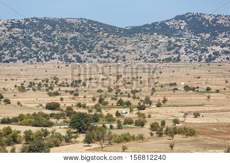 The landscape of Lassithi plateau in Crete Greece