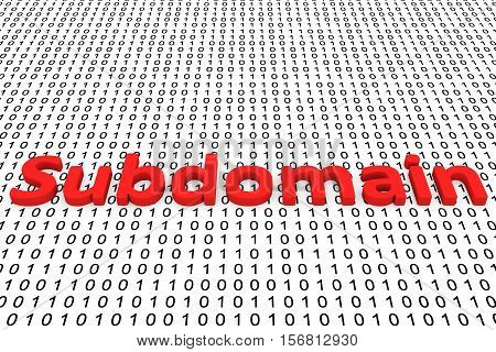subdomain in the form of binary code, 3D illustration