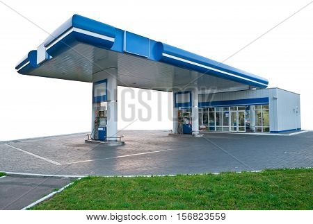 Gas station without car on the white background