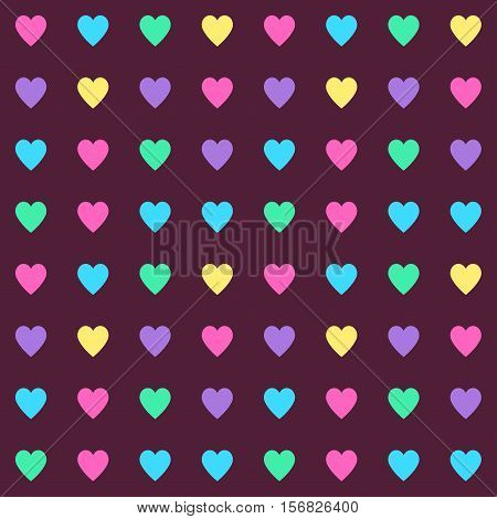 Colorful hearts seamless pattern. Cute vector background