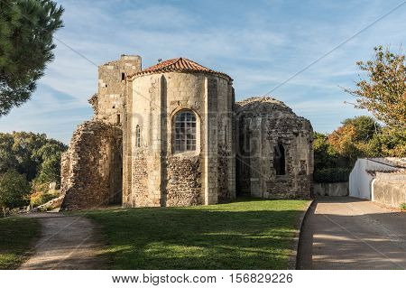 Rear of the Church Saint-Nicolas in Brem-Sur-Mer (Vendee, France)