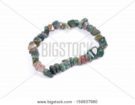 Splintered Moss Agate Chain On White Background