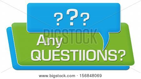 Any questions concept image with text and related symbols.