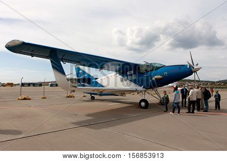 People View Aircraft  Antonov, An-2Mc  On An Exhibition Area