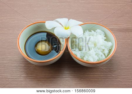 Raw Egg in soy sauce and white rice,Tamago kake gohan