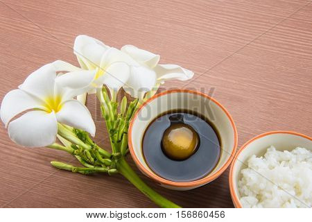 Raw Egg in soy sauce and white rice,Tamago kake gohan