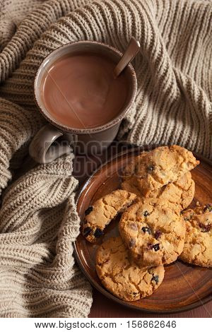 hot chocolate warming drink wool throw cozy autumn cookies