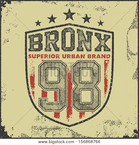 vintage bronx typography, t-shirt graphics, vector illustration