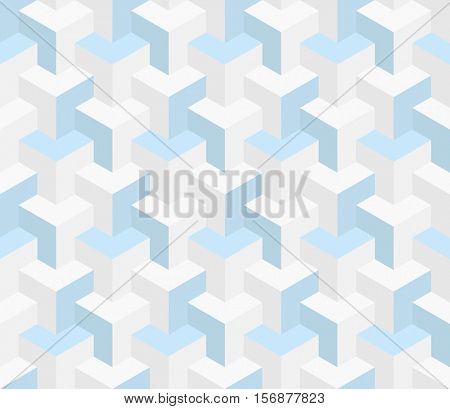 Isometric Seamless Pattern in neutral colors. 3D Optical Illusion Background Texture. Editable Vector EPS10 Illustration.