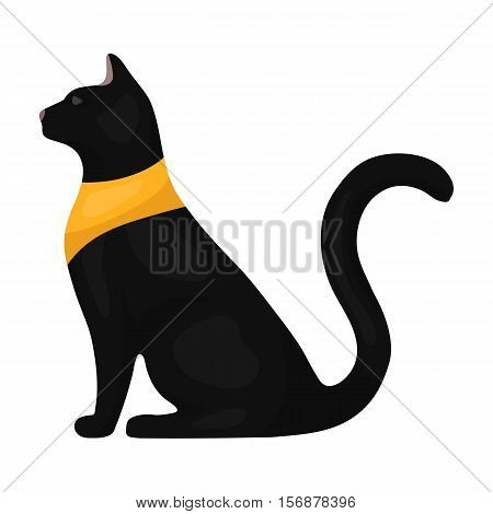 Cat goddess Bastet icon in cartoon style isolated on white background. Ancient Egypt symbol vector illustration.