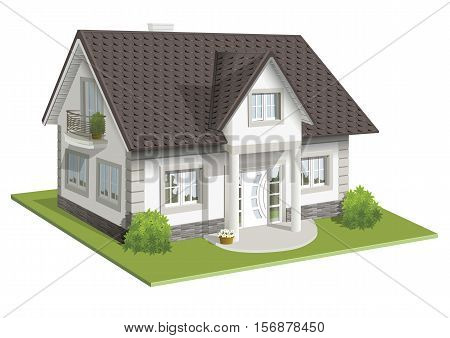 ector illustration 3d of real classic house