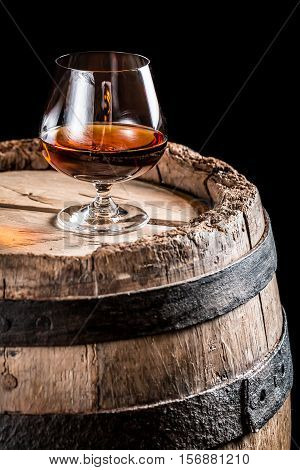 Glass Of Brendy In The Old Cellar