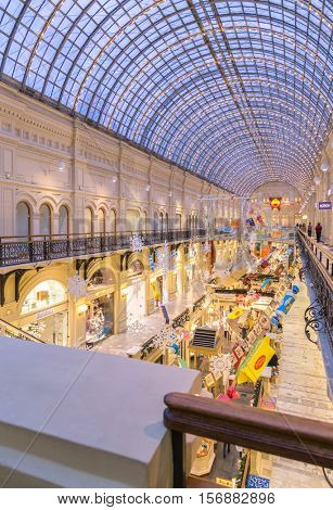 Moscow, Russia - December 8, 2015:GUM the large store in the Kitai-gorod