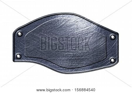Old metal signboard on isolated white background include work path selection. 3d illustration.