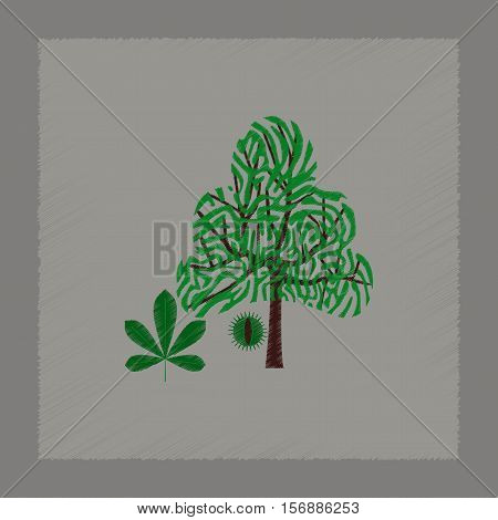 flat shading style illustration of tree Castanea