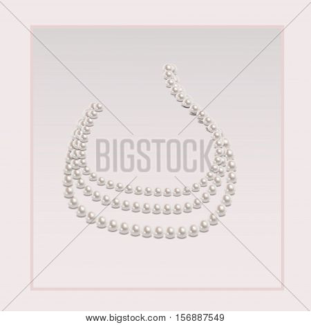 Elegant pearl necklace on a light gray background