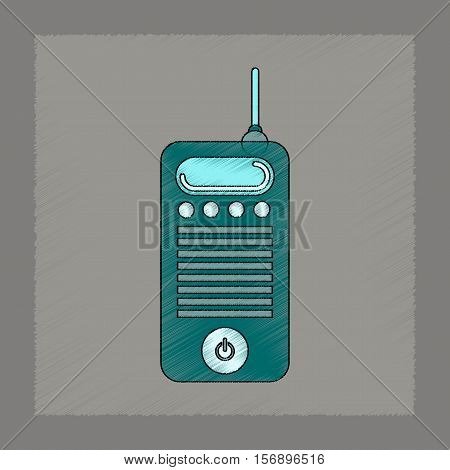 flat shading style icon of old cell phone