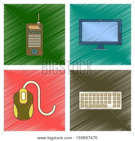 assembly flat shading style icon of office computer keyboard mouse monitor cell phone