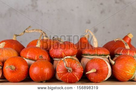 Orange decorative pumpkins to decorate the interior.