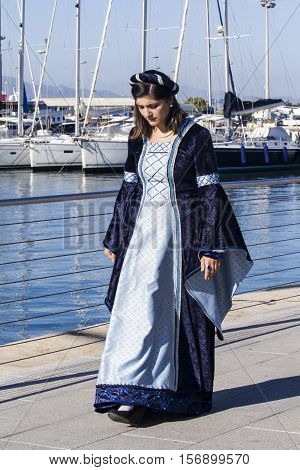 CAGLIARI ITALY - October 29 2016: Invitas waterfront Sardinia Port of performances and food traditions. - Association 