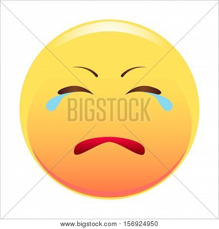 Sad emoticon. Vector illustration. Isolated on white background.
