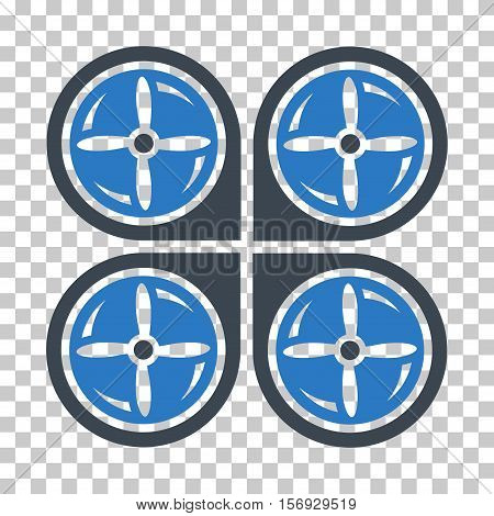 Nanocopter Screws Rotaion EPS vector pictogram. Illustration style is flat iconic bicolor smooth blue symbol.