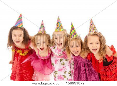 Group of happy children at the carnival