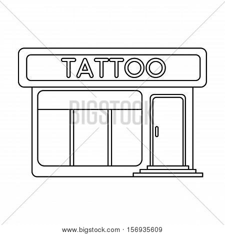 Tattoo salon building parlor icon in outline style isolated on white background. Tattoo symbol vector illustration.