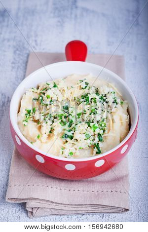 Fish pie with celery root on the table