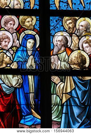 Stained Glass - Mary And The Apostles On Pentecost