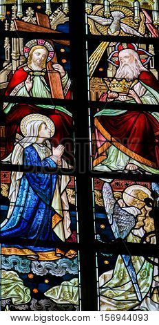 Stained Glass - Coronation Of Mother Mary By The Holy Trinity