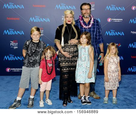 Tori Spelling, Dean McDermott and kids Liam, Stella, Finn and Hattie McDermott at the AFI FEST 2016 Premiere of 'Moana' held at the El Capitan Theatre in Hollywood, USA on November 14, 2016.