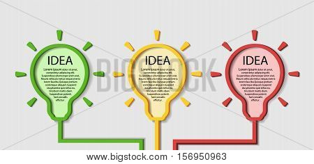 thre light bulb signs on the wall. infographic elements. vector.