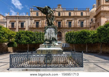 First World War Memorial In Noto, Sicily, Italy.
